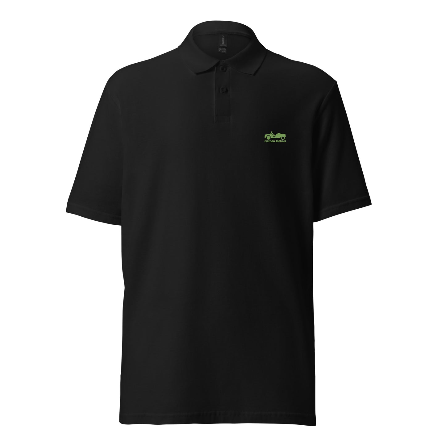 Montana green embroidered Citroën Méhari polo available in Black, Navy, Gray or White