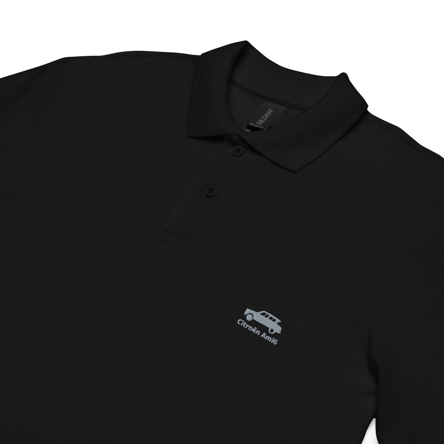 Gray embroidered Citroën Ami6 polo - Black, Navy, Gray or White