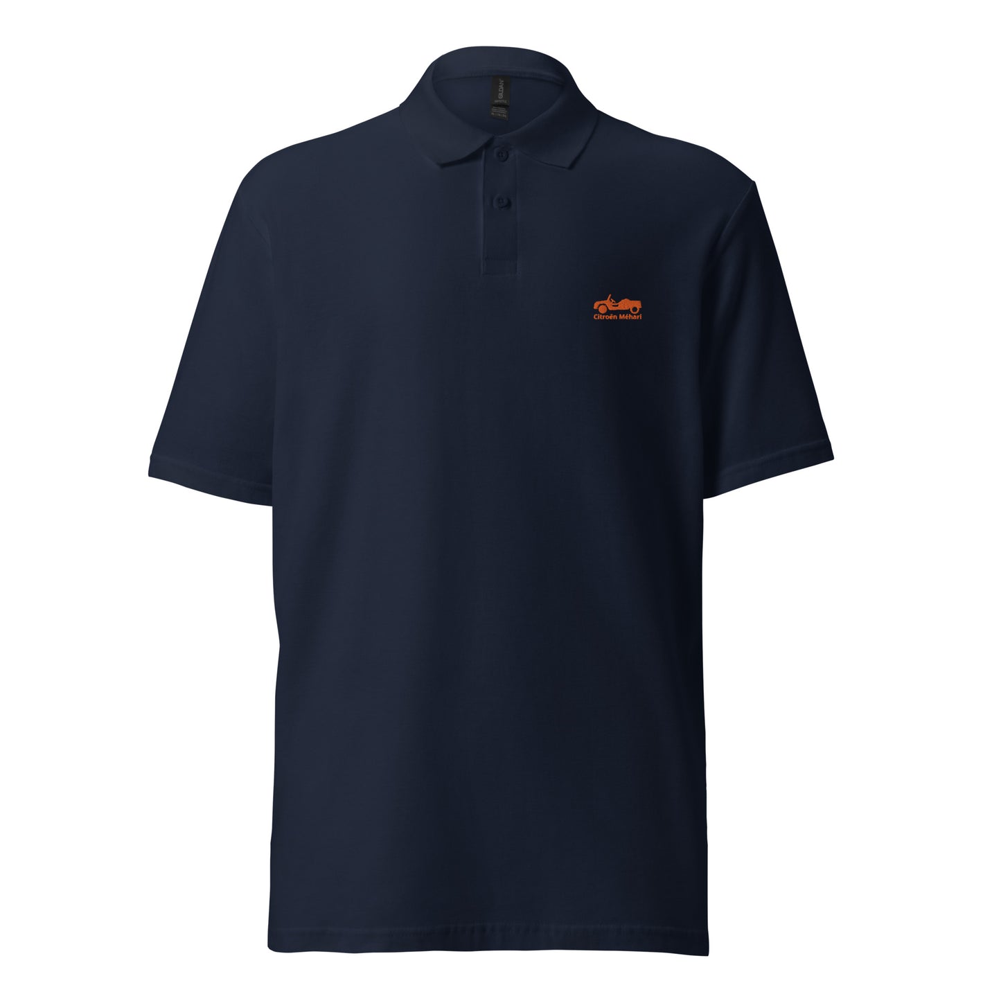 Kirghiz Orange embroidered Citroën Méhari polo available in Black, Navy, Gray or White