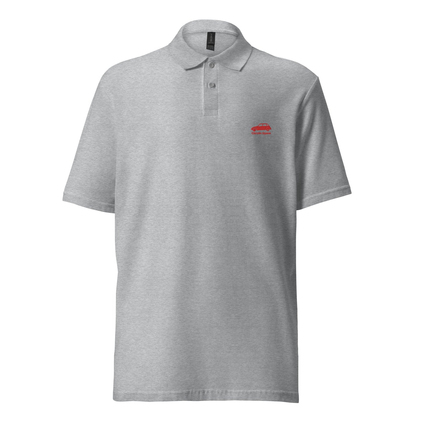 Red embroidered Citroën Dyane polo available in Black, Navy, Gray or White Regular price