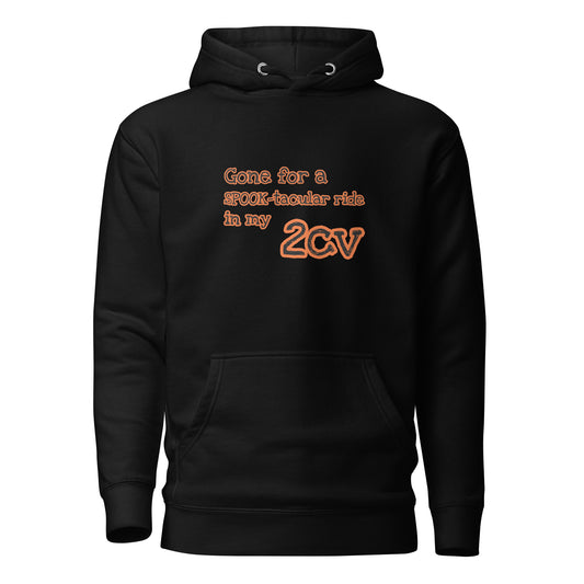 Parti pour une balade SPOOK-taculaire dans mon sweat à capuche 2cv disponible en Noir, Gris ou Blanc