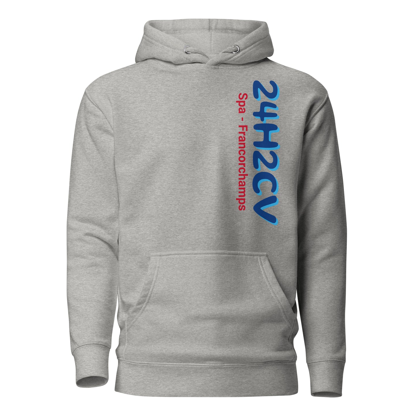 24H2CV Spa - Francorchamps unisex hoodie with the Spa-Francorchamps circuit on the BACK available in Blue, Grey or White