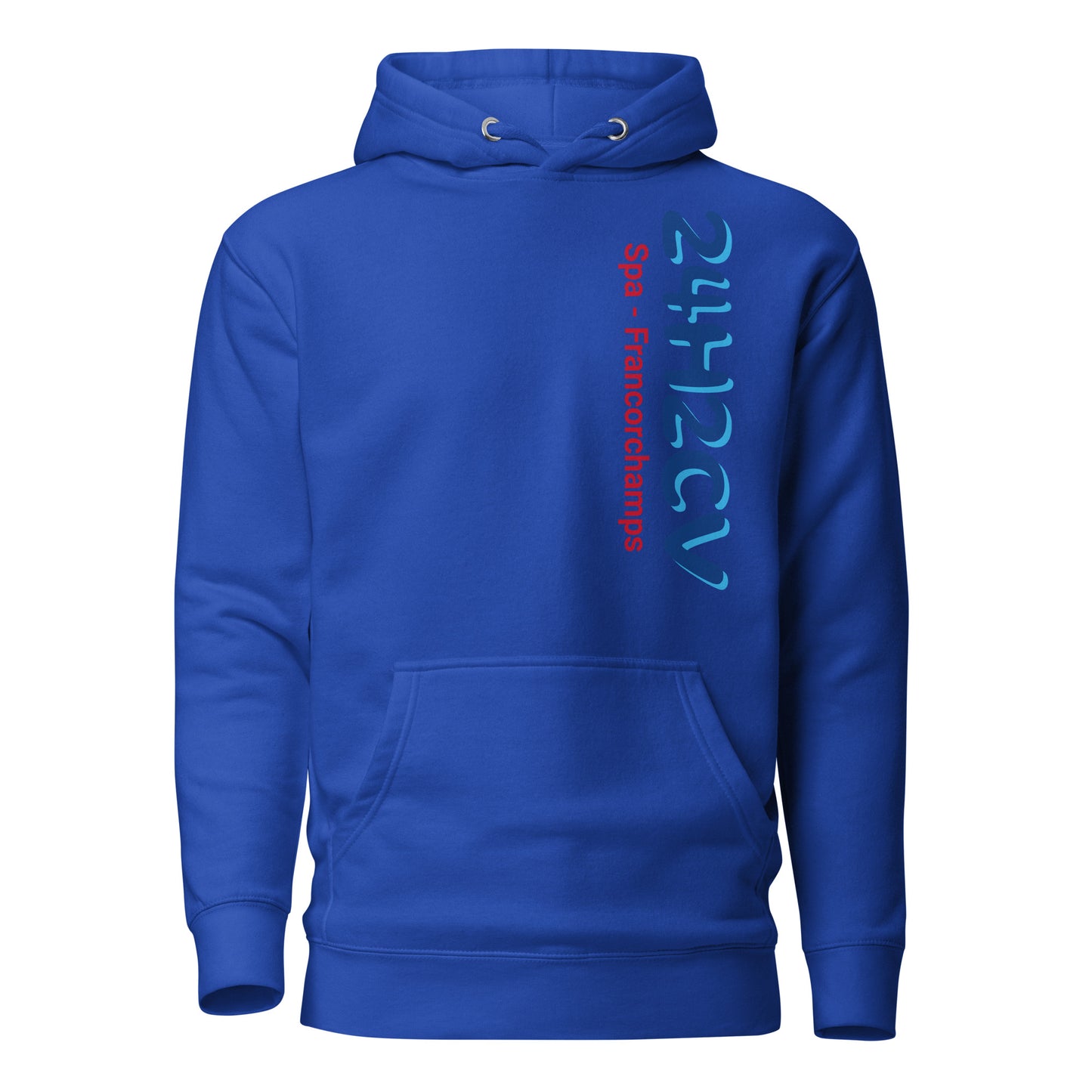 24H2CV Spa - Francorchamps unisex hoodie with the Spa-Francorchamps circuit on the BACK available in Blue, Grey or White