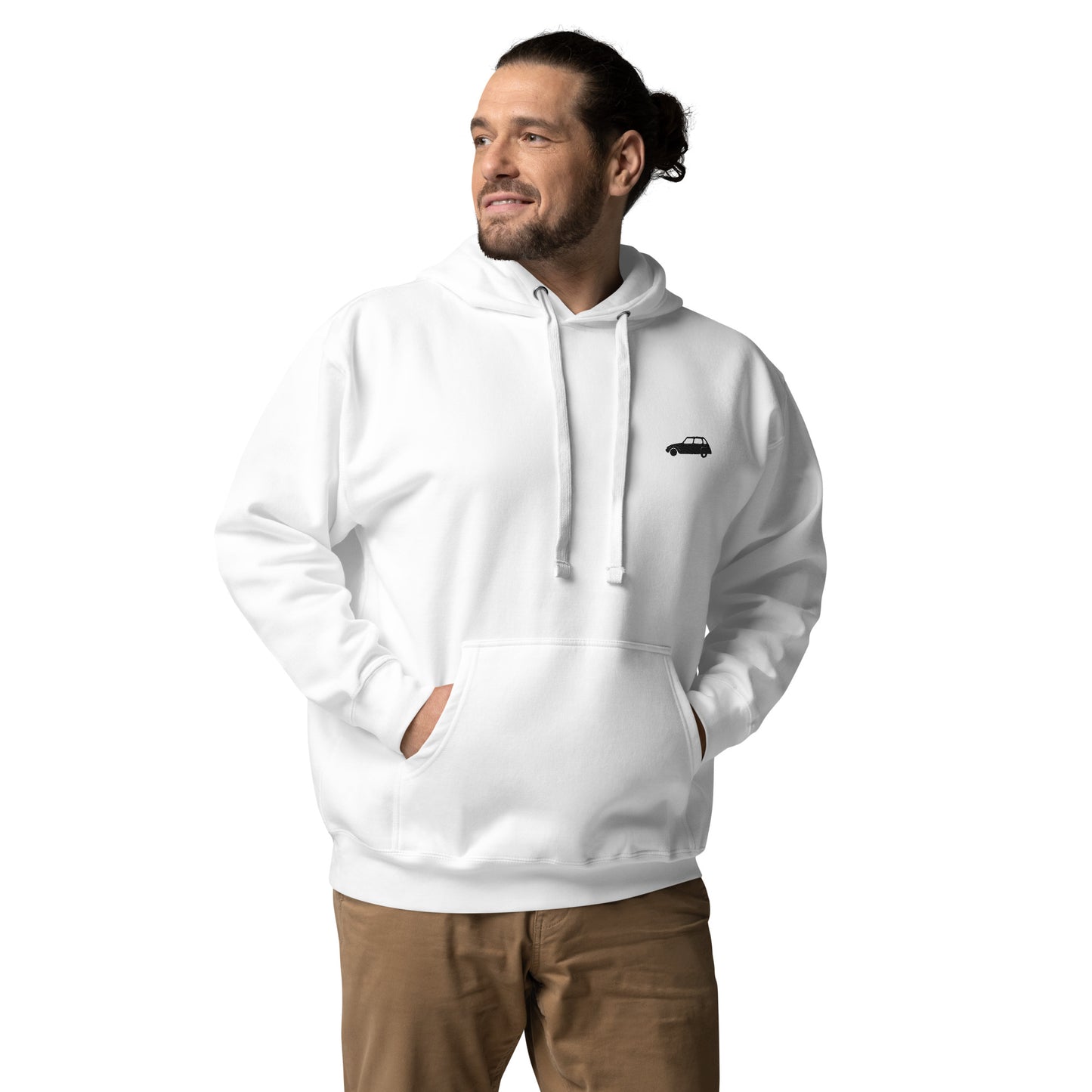 Premium uniseks hoodie Citroën Dyane geborduurd - Grijs of Wit