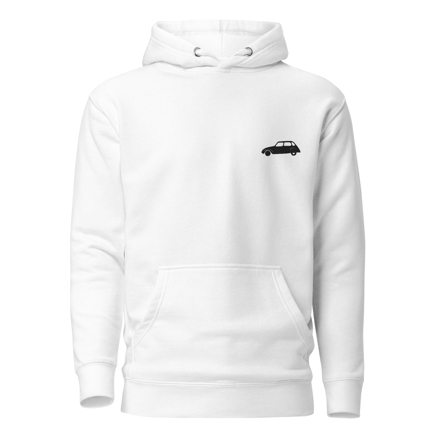 Premium uniseks hoodie Citroën Dyane geborduurd - Grijs of Wit