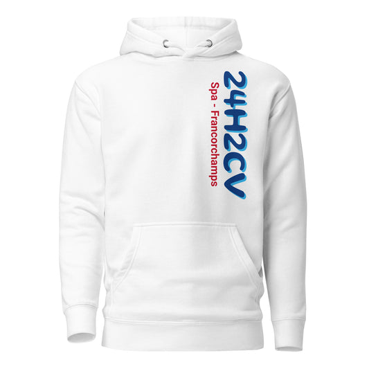 24H2CV Spa - Francorchamps unisex hoodie with the Spa-Francorchamps circuit on the BACK available in Blue, Grey or White