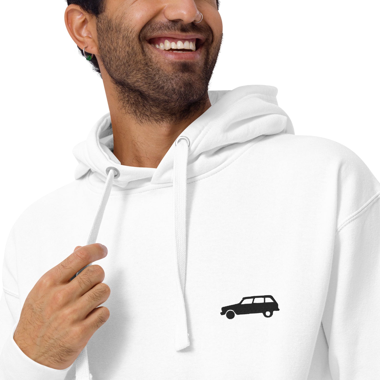 Premium uniseks hoodie Citroën Ami8 geborduurd - Grijs of Wit