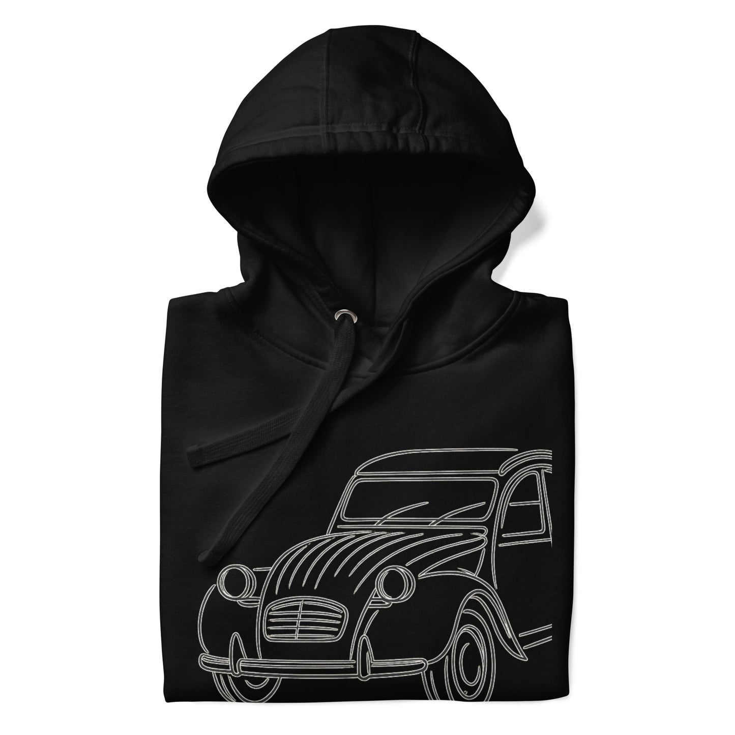 Premium Hoodie “2CV Line Art” – Minimalistische Citroën 2CV Hoodie