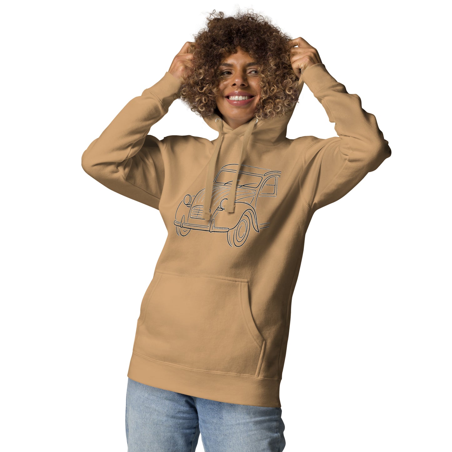 Premium Hoodie “2CV Line Art” – Minimalistische Citroën 2CV Hoodie
