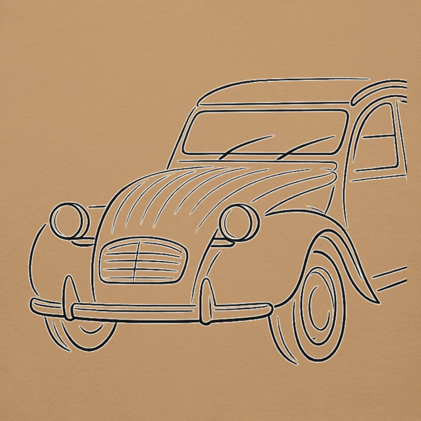 Premium Hoodie “2CV Line Art” – Minimalistische Citroën 2CV Hoodie