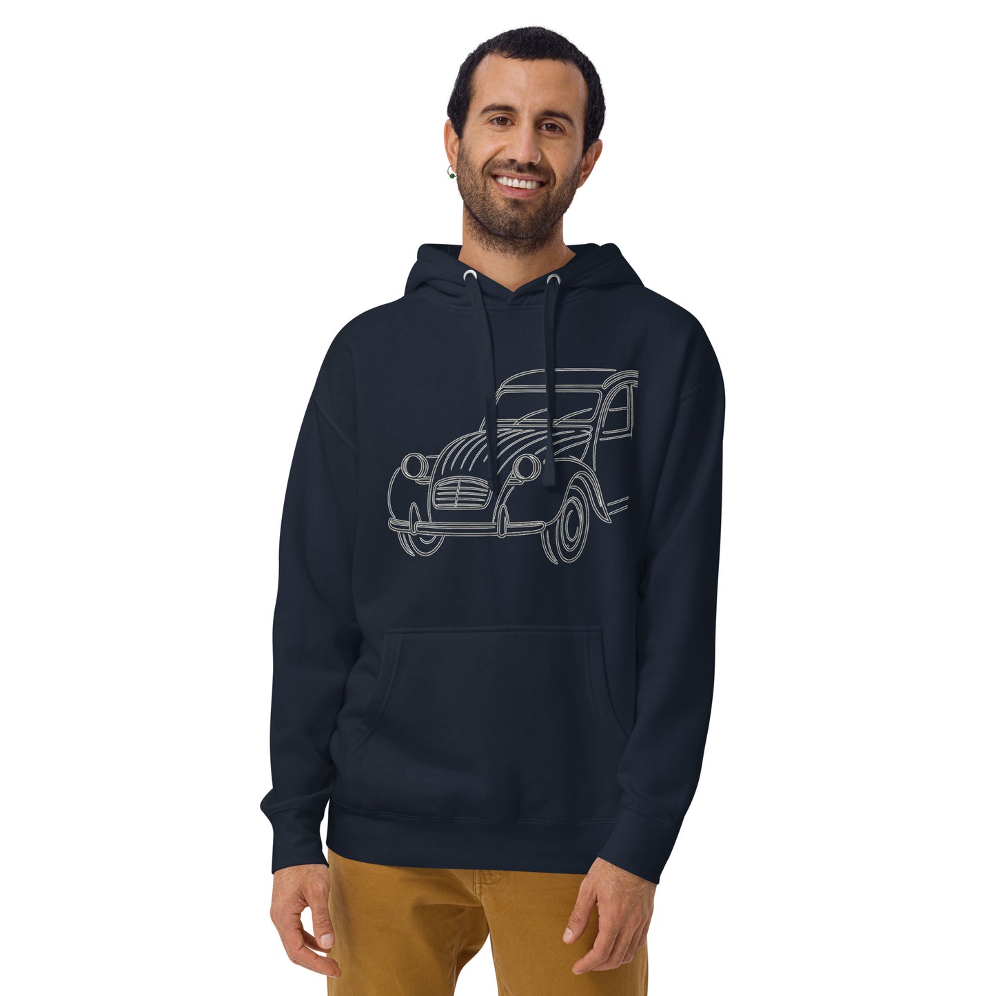 Premium Hoodie “2CV Line Art” – Minimalistische Citroën 2CV Hoodie