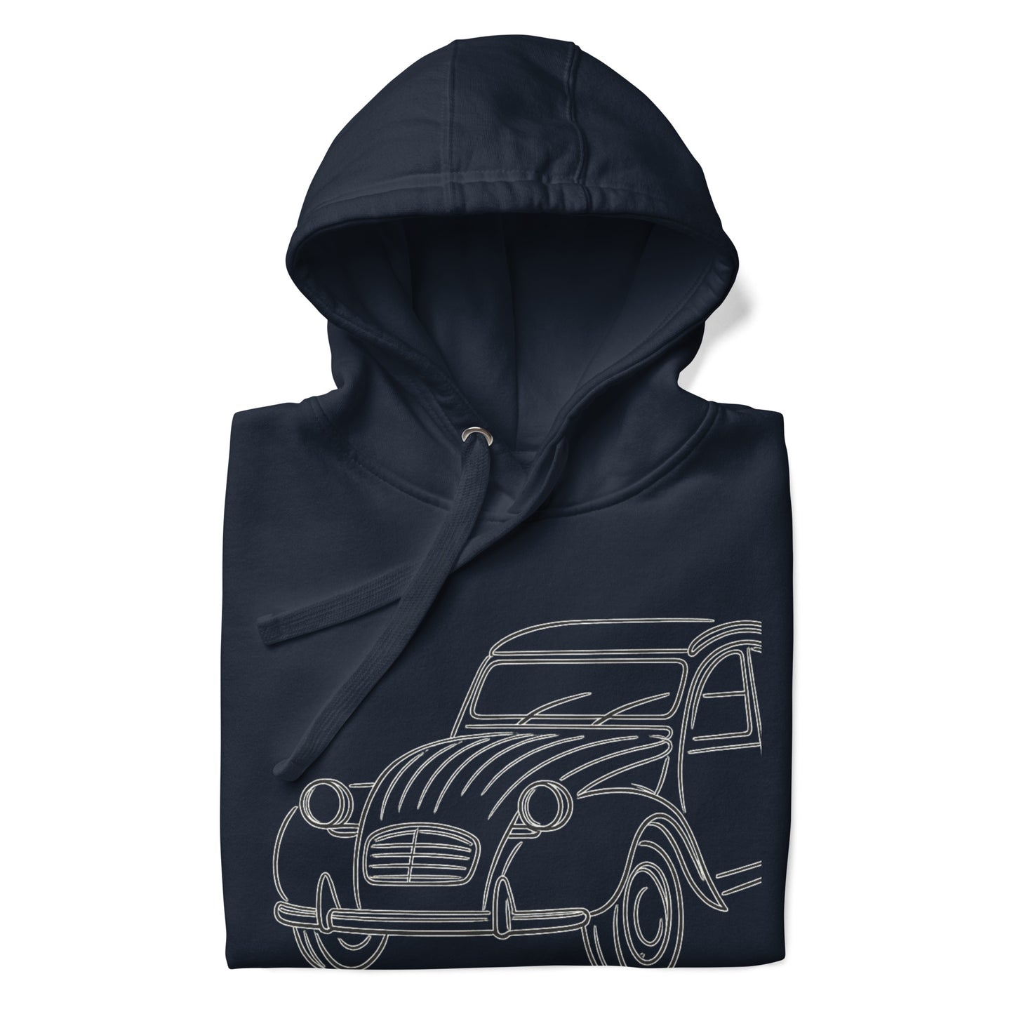 Premium Hoodie “2CV Line Art” – Minimalistische Citroën 2CV Hoodie