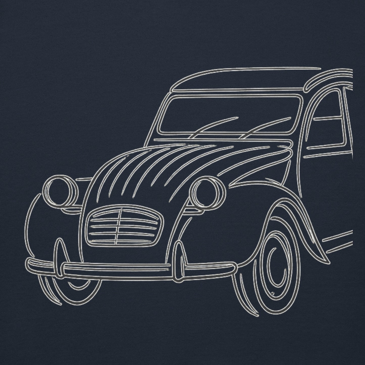 Premium Hoodie “2CV Line Art” – Minimalistische Citroën 2CV Hoodie