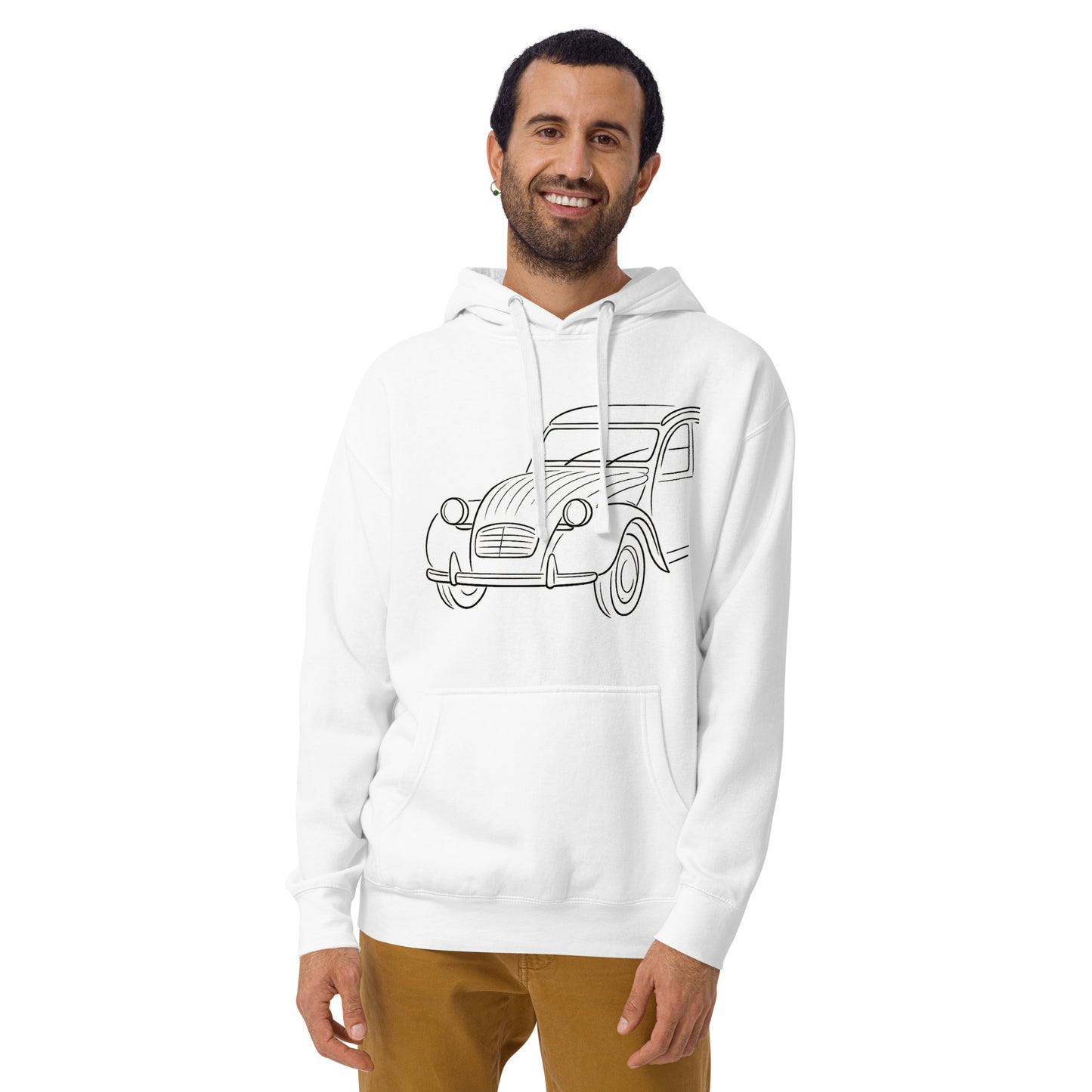 Premium Hoodie “2CV Line Art” – Minimalistische Citroën 2CV Hoodie