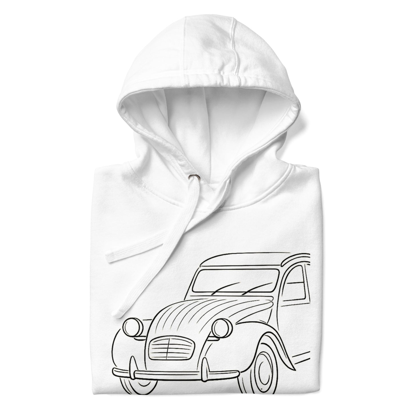 Premium Hoodie “2CV Line Art” – Minimalistische Citroën 2CV Hoodie