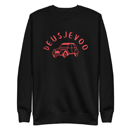 Deusjevoo Uniseks premium sweatshirt verkrijgbaar in Zwart, Navy, Blauw, Grijs en Wit