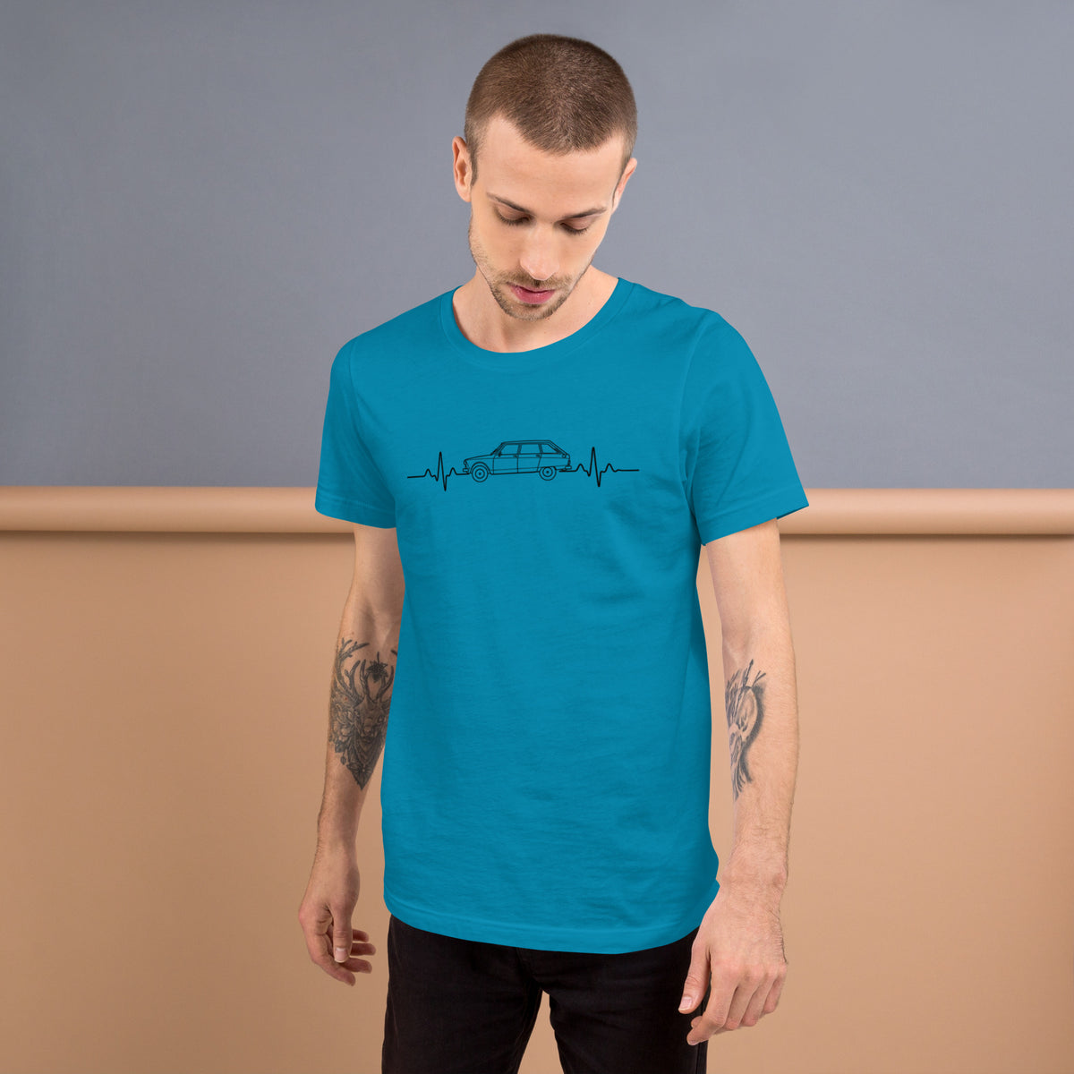 Citroën AMI8 Heartbeat T-shirt – Minimalistische Lijntekening | Heartbeat Collectie