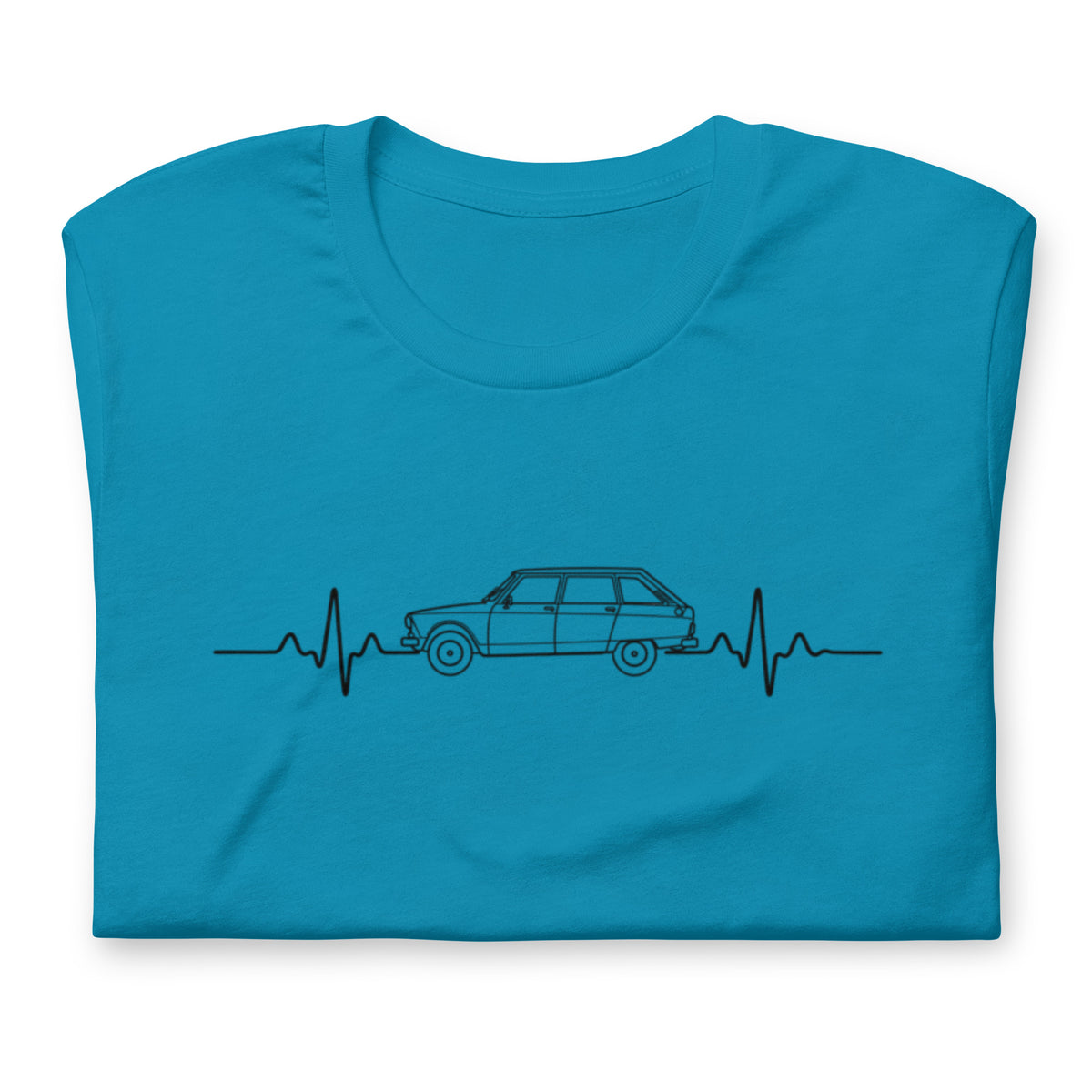 Citroën AMI8 Heartbeat T-shirt – Minimalistische Lijntekening | Heartbeat Collectie
