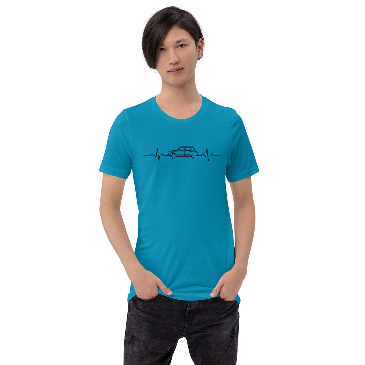 Citroën Dyane Heartbeat T-shirt – Minimalistische Lijntekening | Heartbeat Collectie