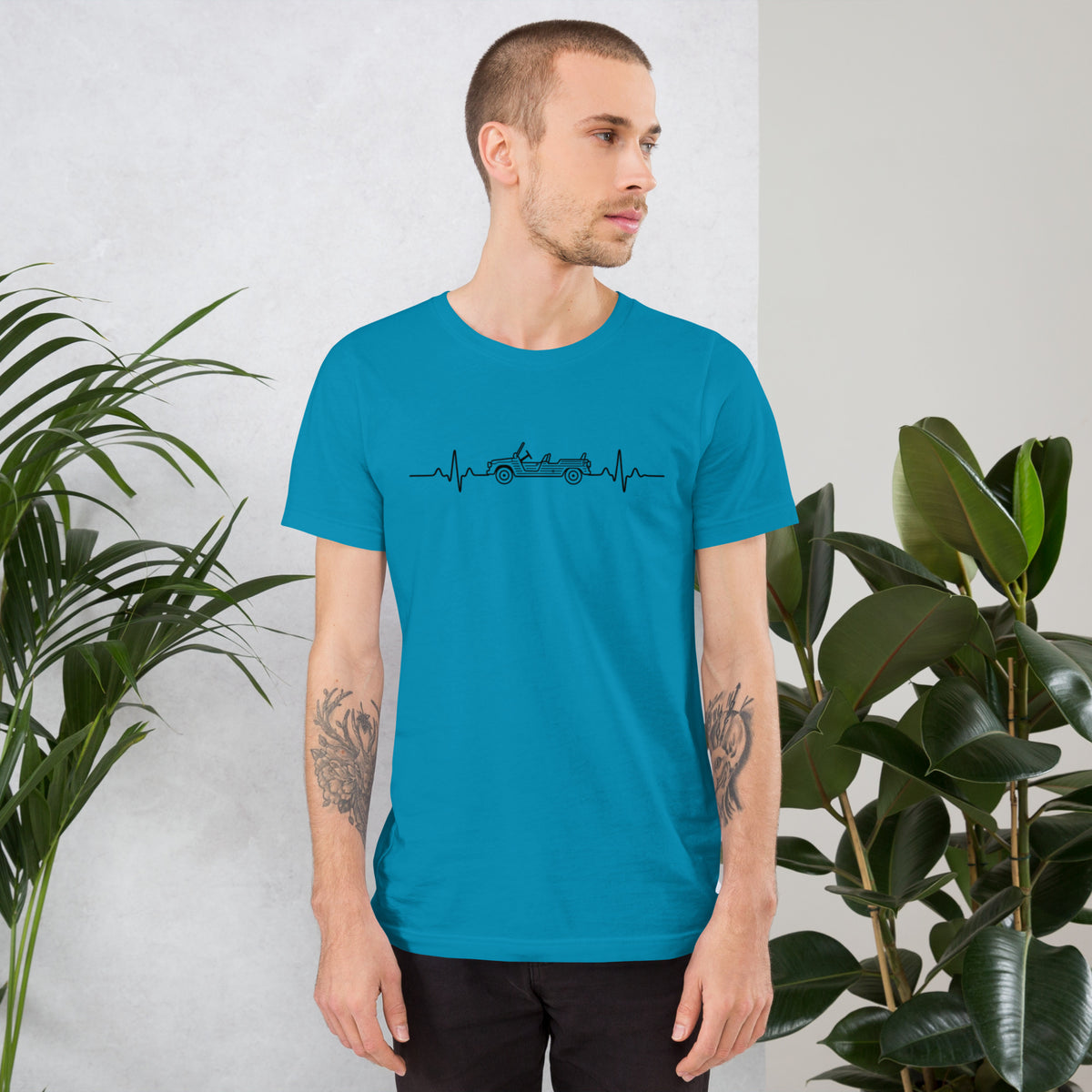 Citroën Méhari Heartbeat T-shirt – Minimalistische Lijntekening | Heartbeat Collectie