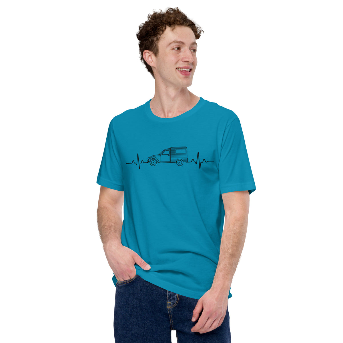 Citroën 2CV Fourgonnette Heartbeat T-shirt – Minimalist Line Drawing | Heartbeat Collection