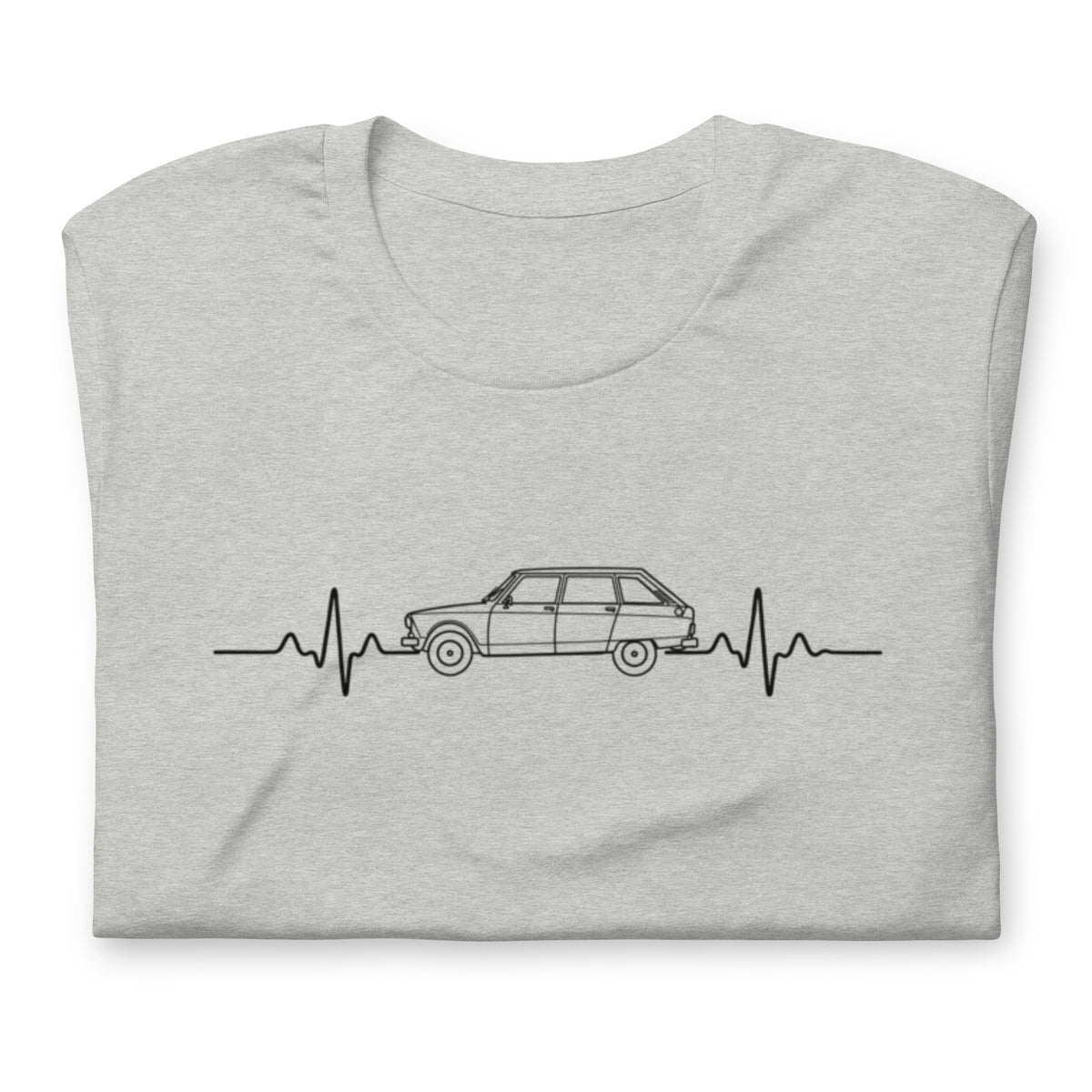 Citroën AMI8 Heartbeat T-shirt – Minimalistische Lijntekening | Heartbeat Collectie