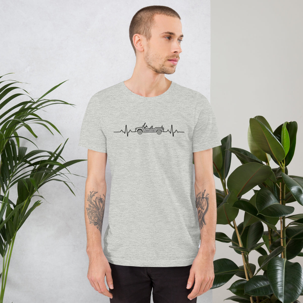 Citroën Méhari Heartbeat T-shirt – Minimalistische Lijntekening | Heartbeat Collectie