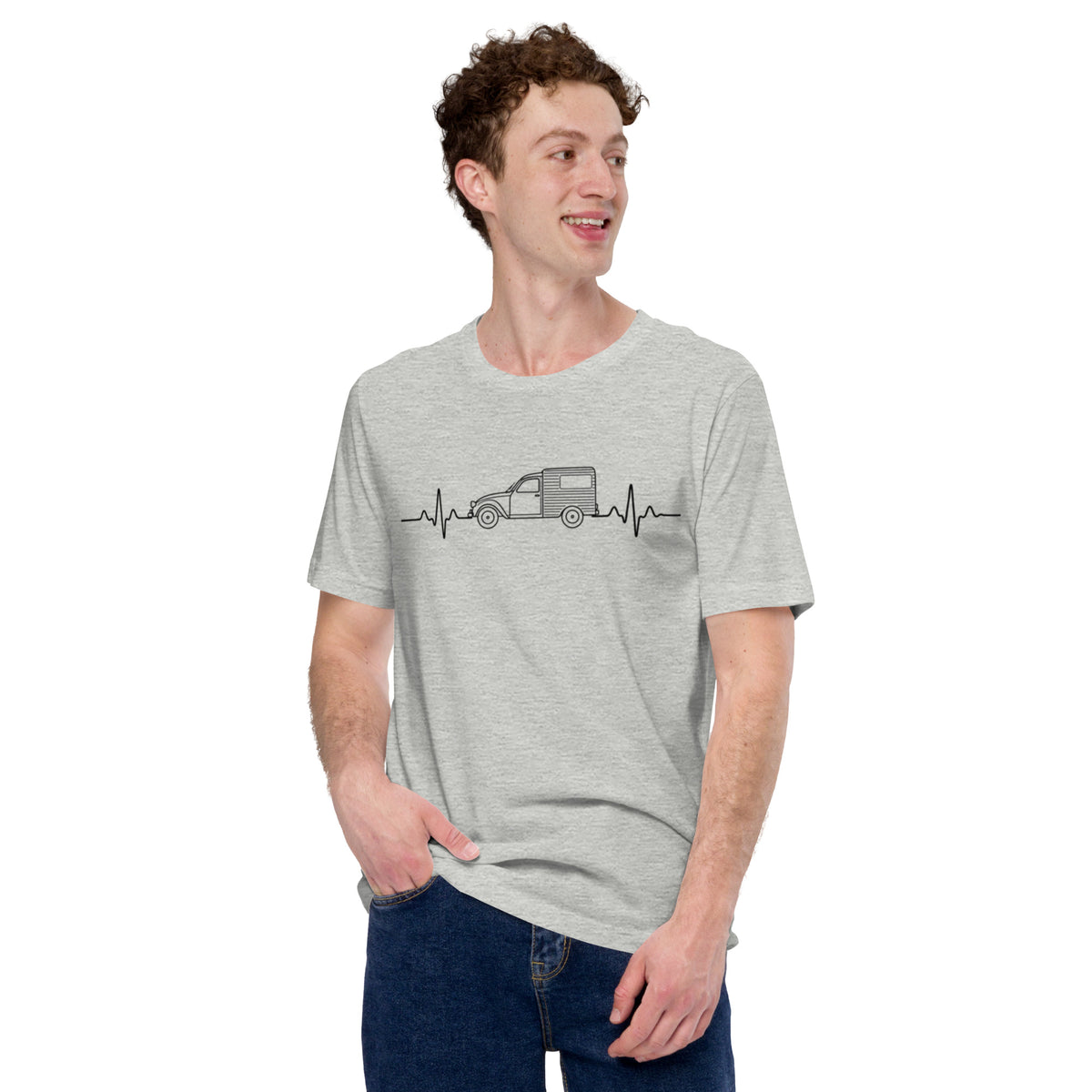 Citroën 2CV Fourgonnette Heartbeat T-shirt – Minimalist Line Drawing | Heartbeat Collection