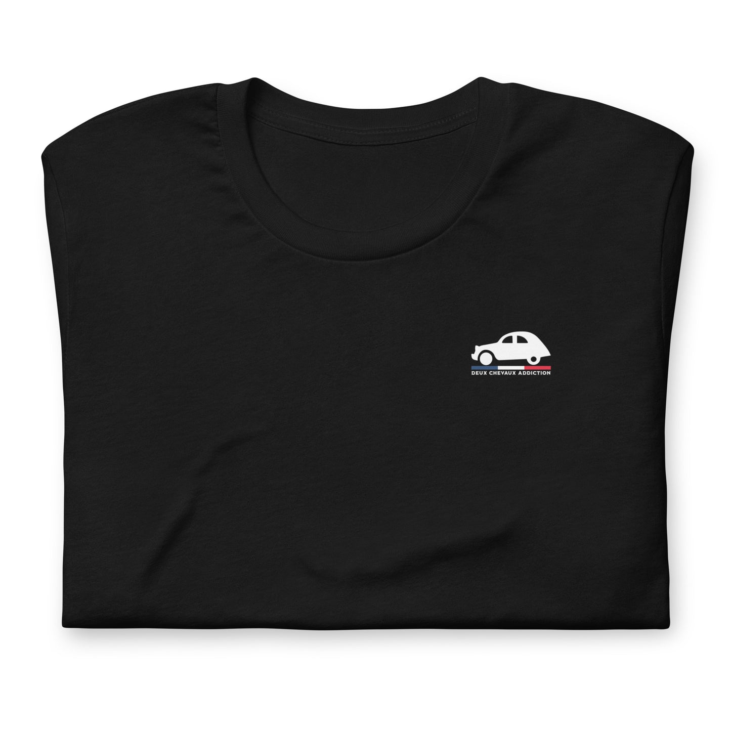 👕 T-shirt “Deux Chevaux Addiction” – Voor wie met z’n hart schakelt