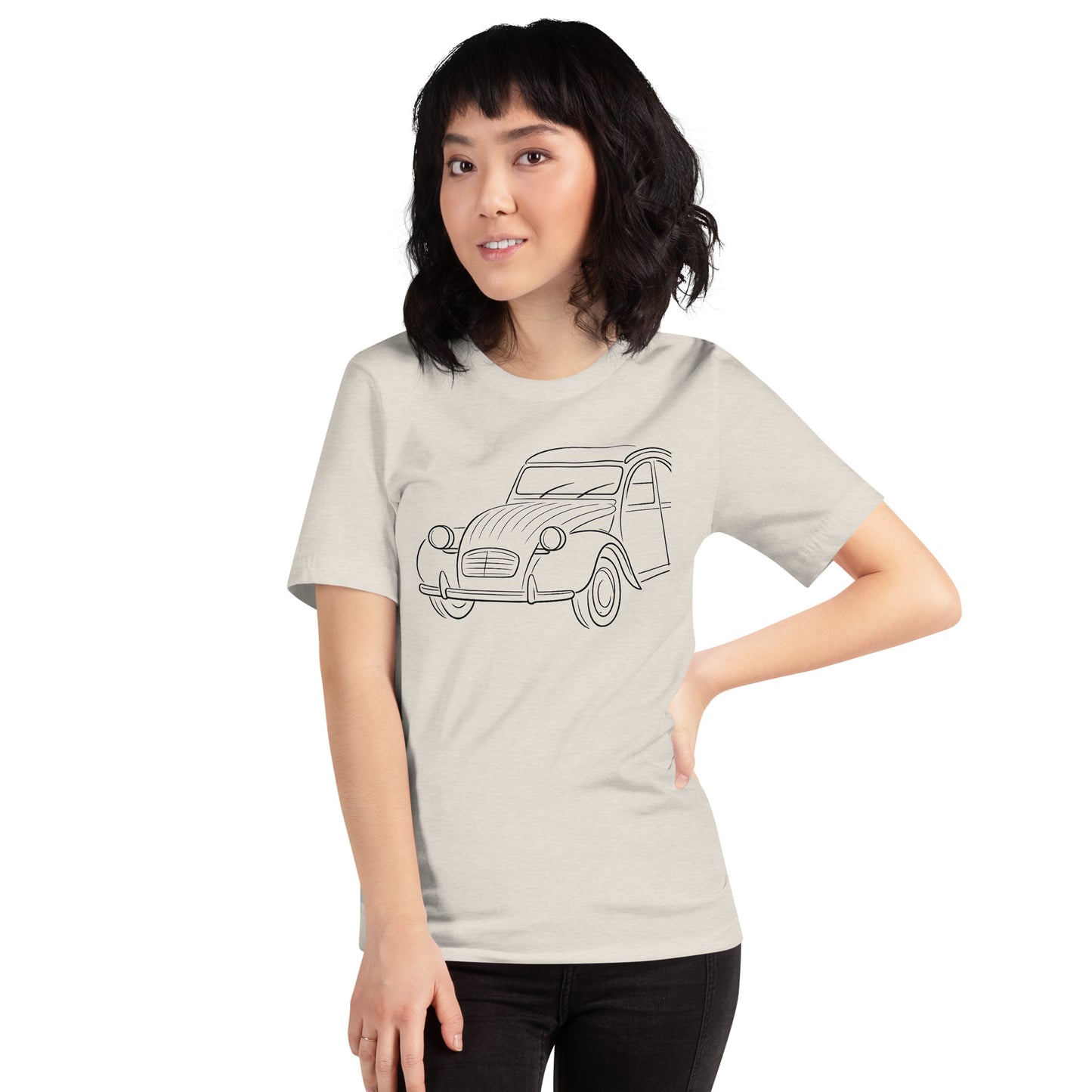 Citroën 2CV T-shirt – Minimalistische Lijntekening van een Franse Klassieker