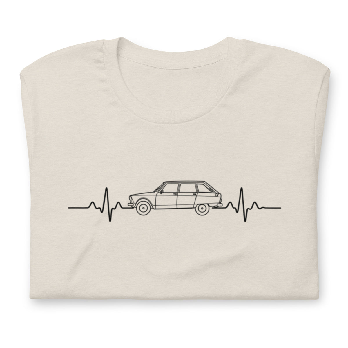 Citroën AMI8 Heartbeat T-shirt – Minimalistische Lijntekening | Heartbeat Collectie
