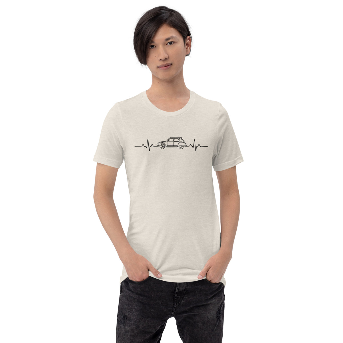 Citroën Dyane Heartbeat T-shirt – Minimalistische Lijntekening | Heartbeat Collectie