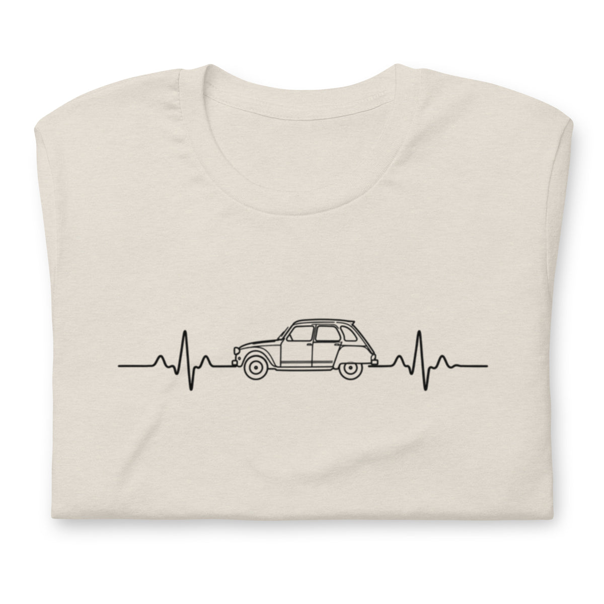Citroën Dyane Heartbeat T-shirt – Minimalistische Lijntekening | Heartbeat Collectie