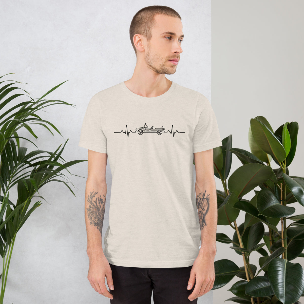 Citroën Méhari Heartbeat T-shirt – Minimalistische Lijntekening | Heartbeat Collectie