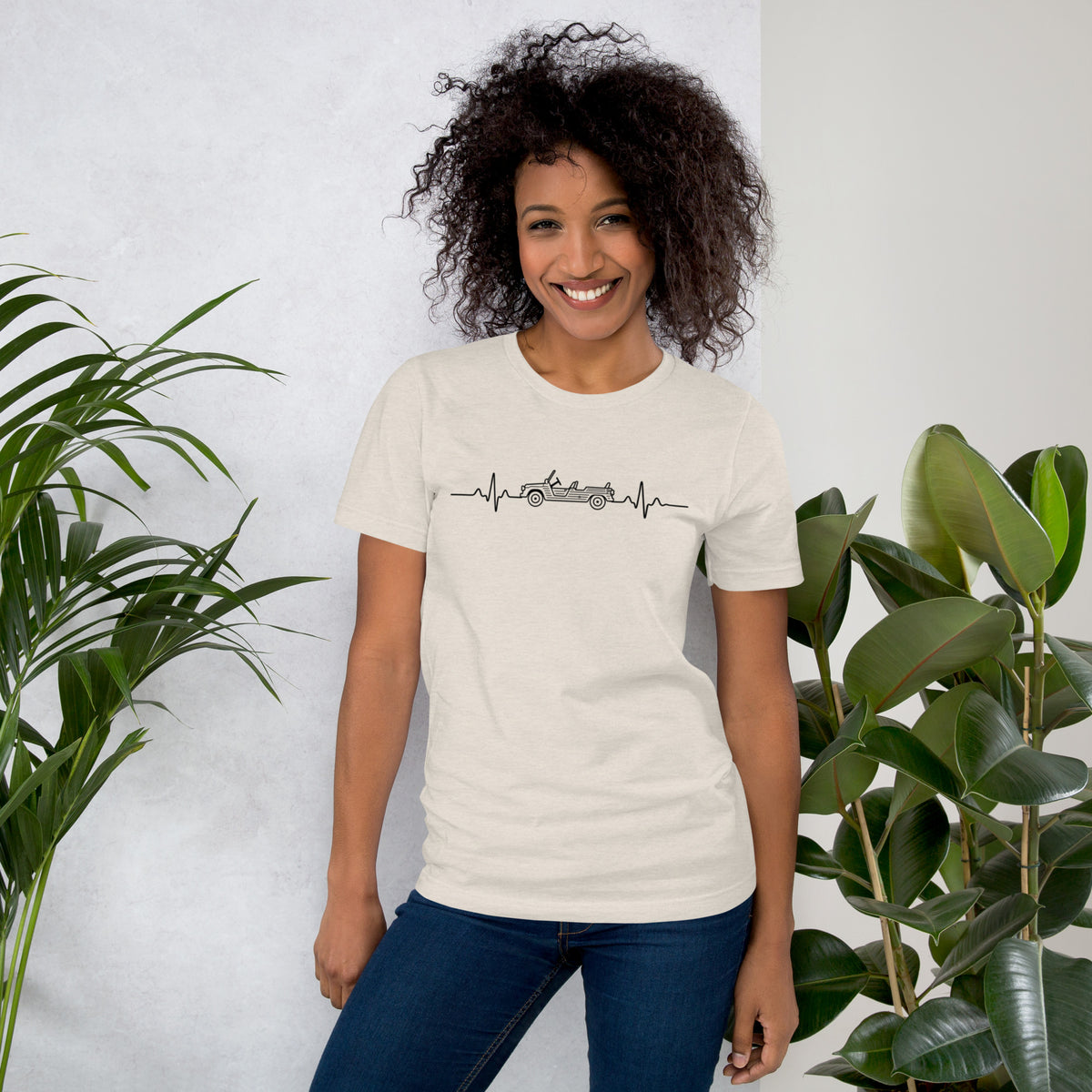 Citroën Méhari Heartbeat T-shirt – Minimalistische Lijntekening | Heartbeat Collectie