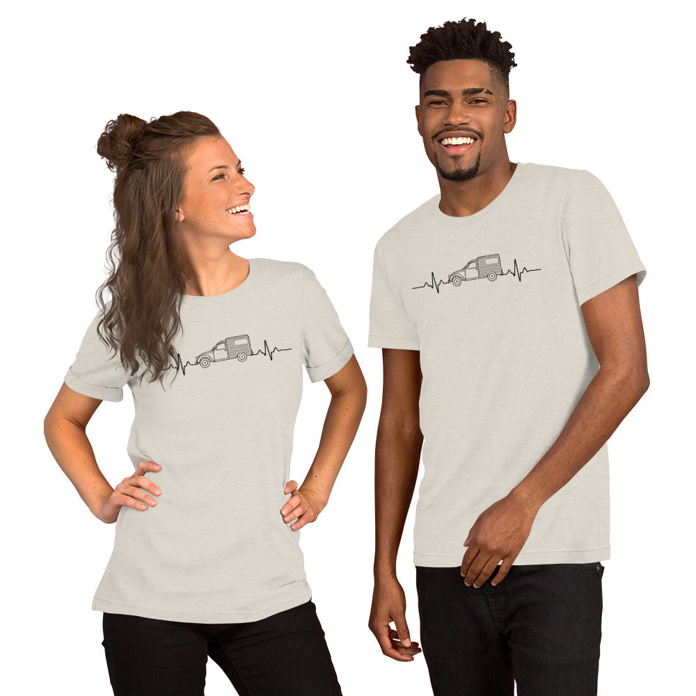 Citroën 2CV Fourgonnette Heartbeat T-shirt – Minimalist Line Drawing | Heartbeat Collection
