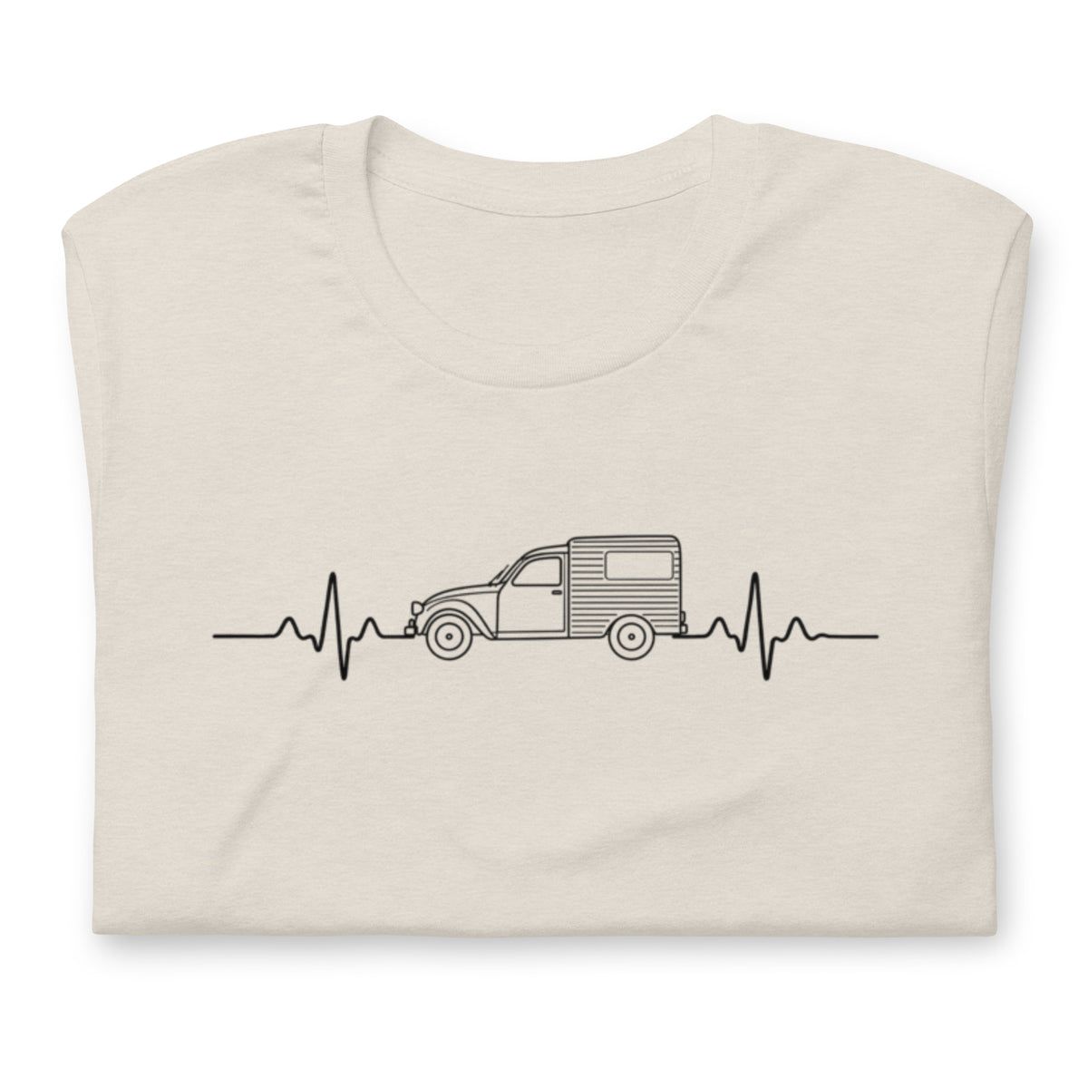 Citroën 2CV Fourgonnette Heartbeat T-shirt – Minimalist Line Drawing | Heartbeat Collection