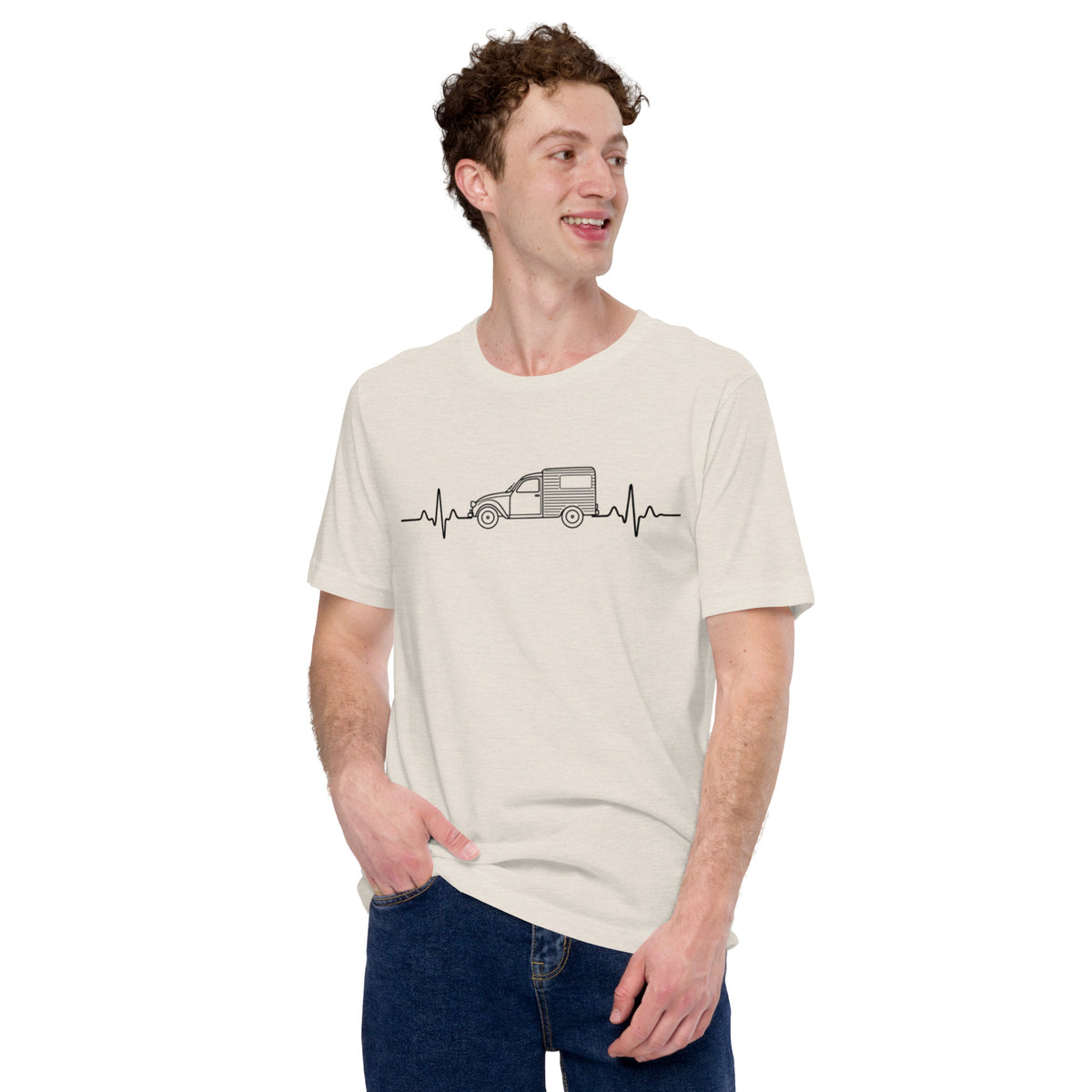 Citroën 2CV Fourgonnette Heartbeat T-shirt – Minimalist Line Drawing | Heartbeat Collection