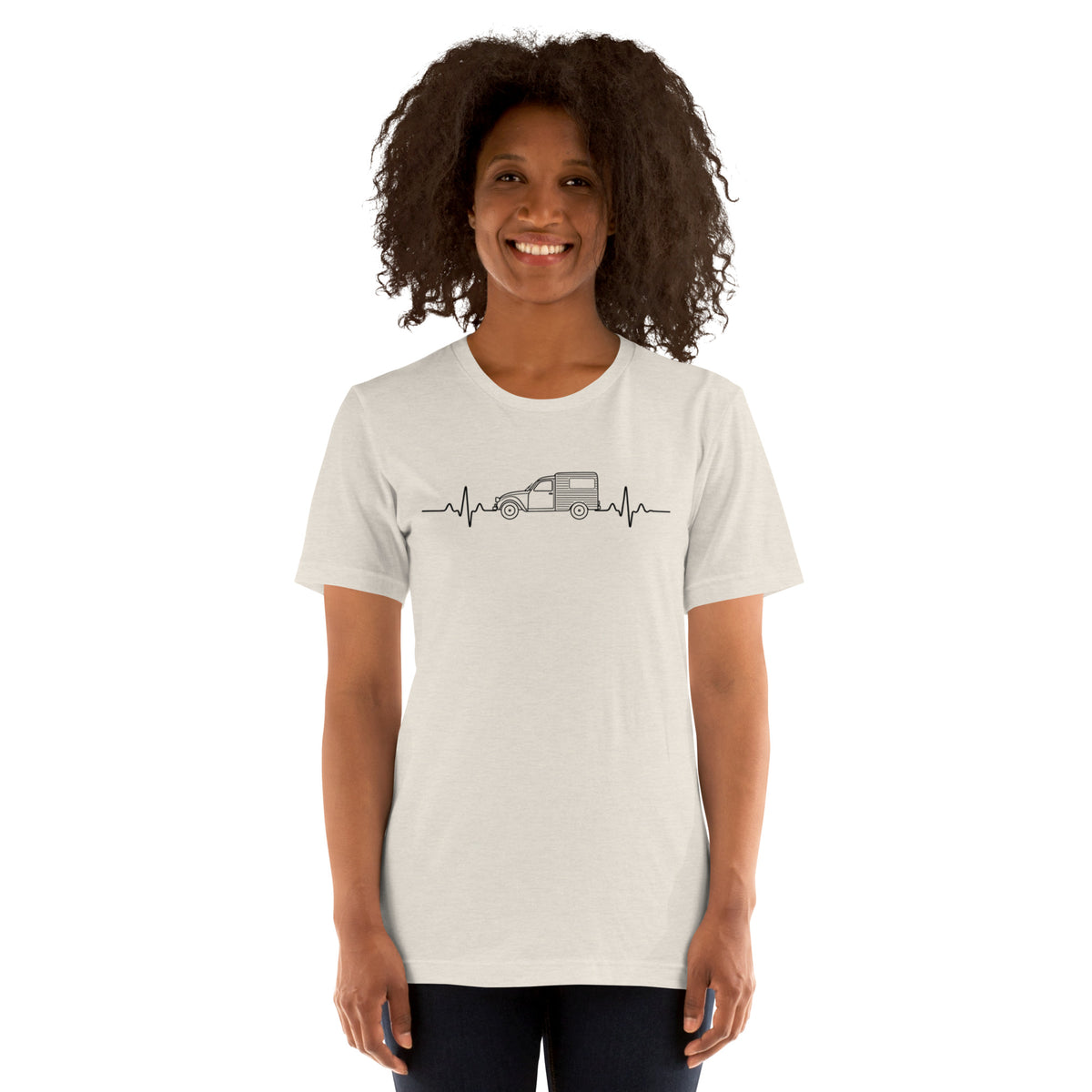 Citroën 2CV Fourgonnette Heartbeat T-shirt – Minimalist Line Drawing | Heartbeat Collection