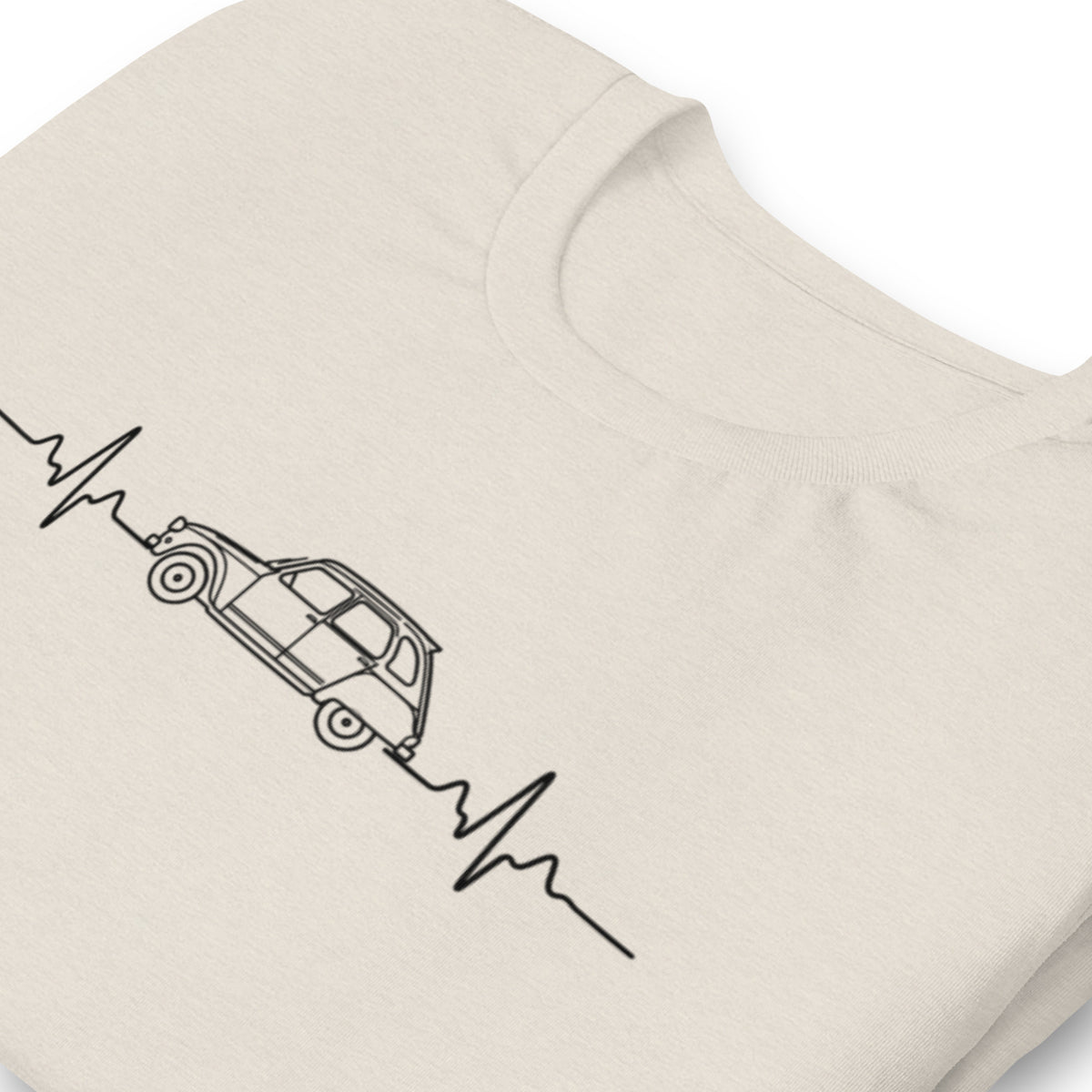 Citroën Dyane Heartbeat T-shirt – Minimalistische Lijntekening | Heartbeat Collectie