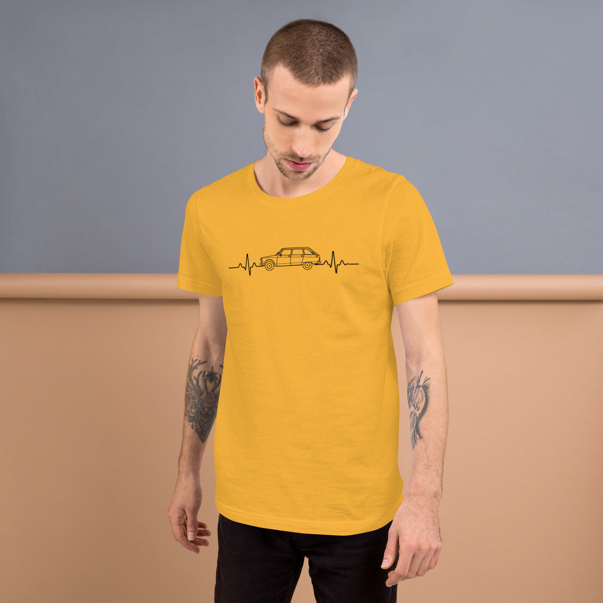 Citroën AMI8 Heartbeat T-shirt – Minimalistische Lijntekening | Heartbeat Collectie