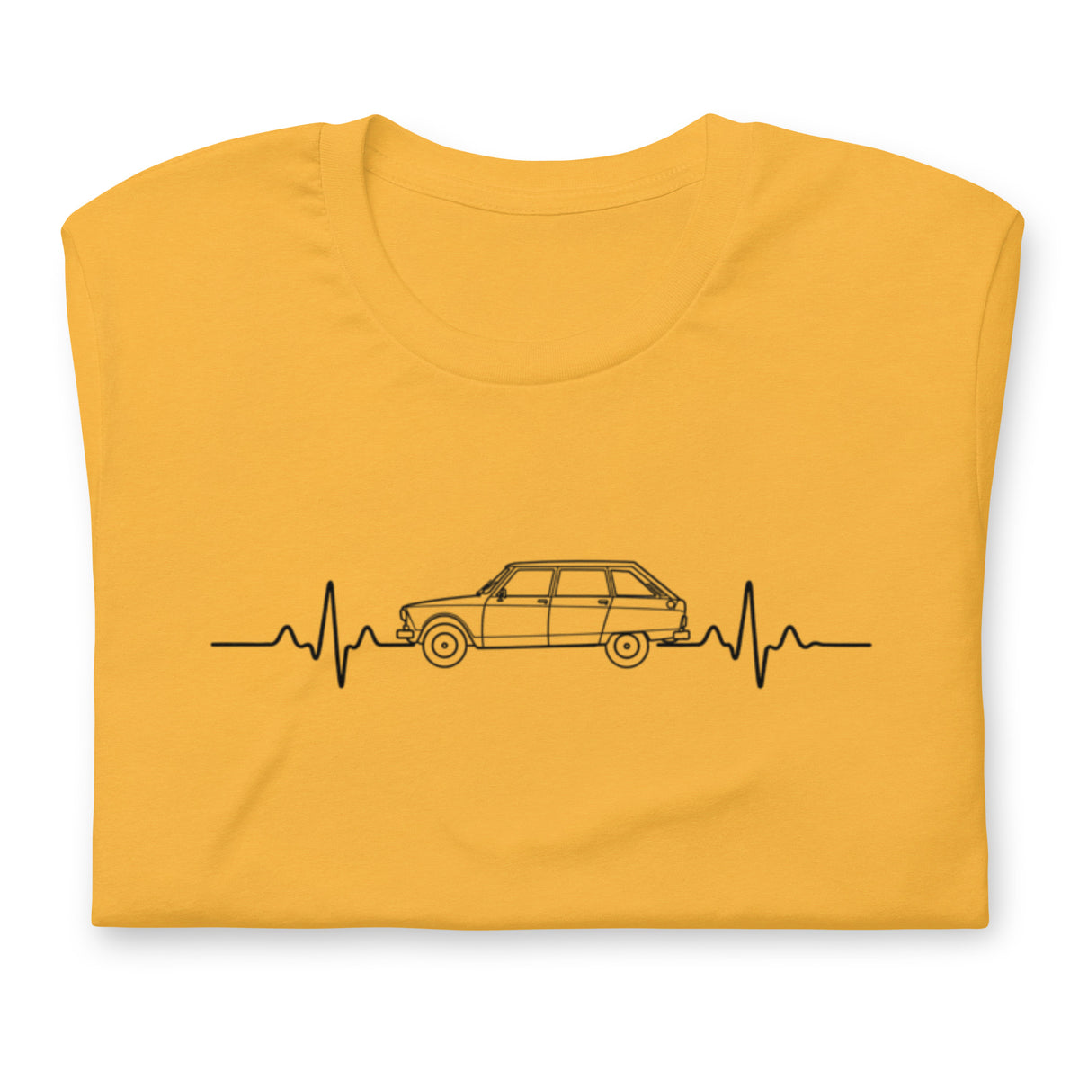 Citroën AMI8 Heartbeat T-shirt – Minimalistische Lijntekening | Heartbeat Collectie