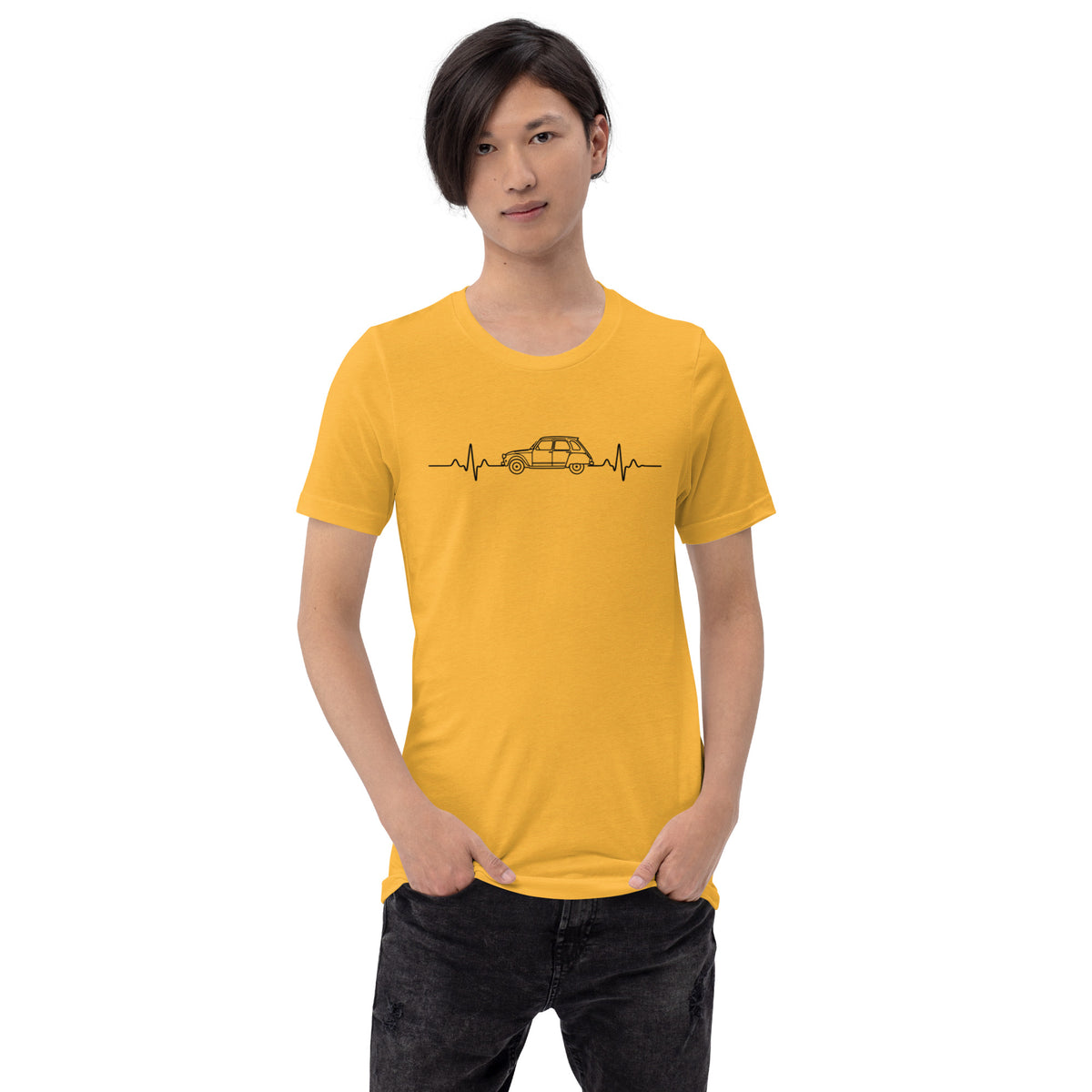 Citroën Dyane Heartbeat T-shirt – Minimalistische Lijntekening | Heartbeat Collectie