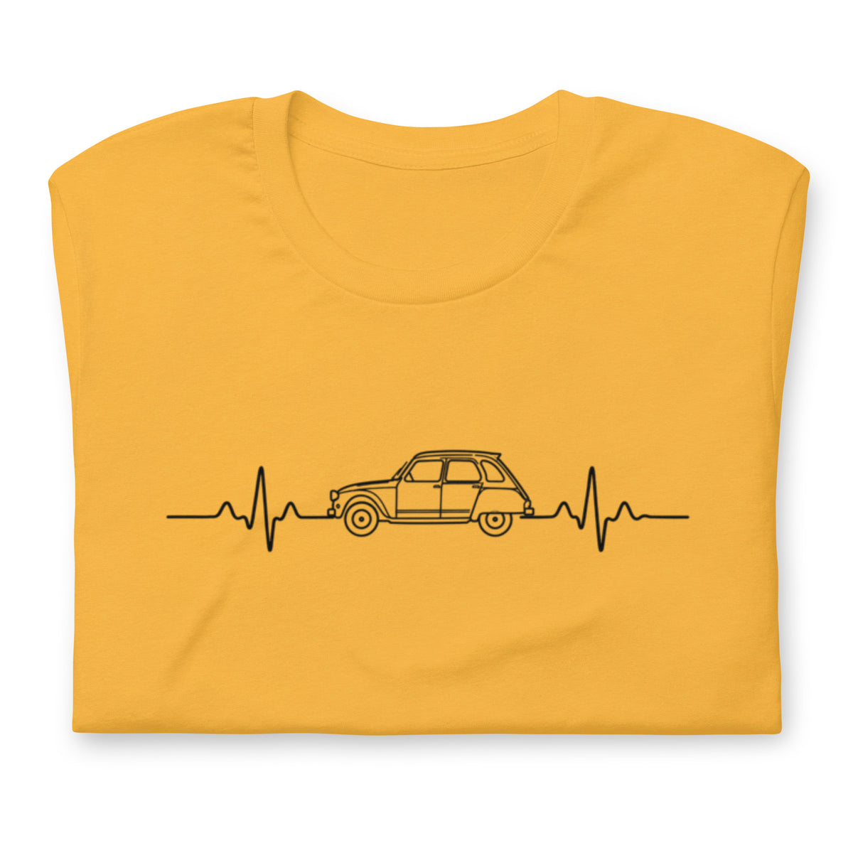 Citroën Dyane Heartbeat T-shirt – Minimalistische Lijntekening | Heartbeat Collectie
