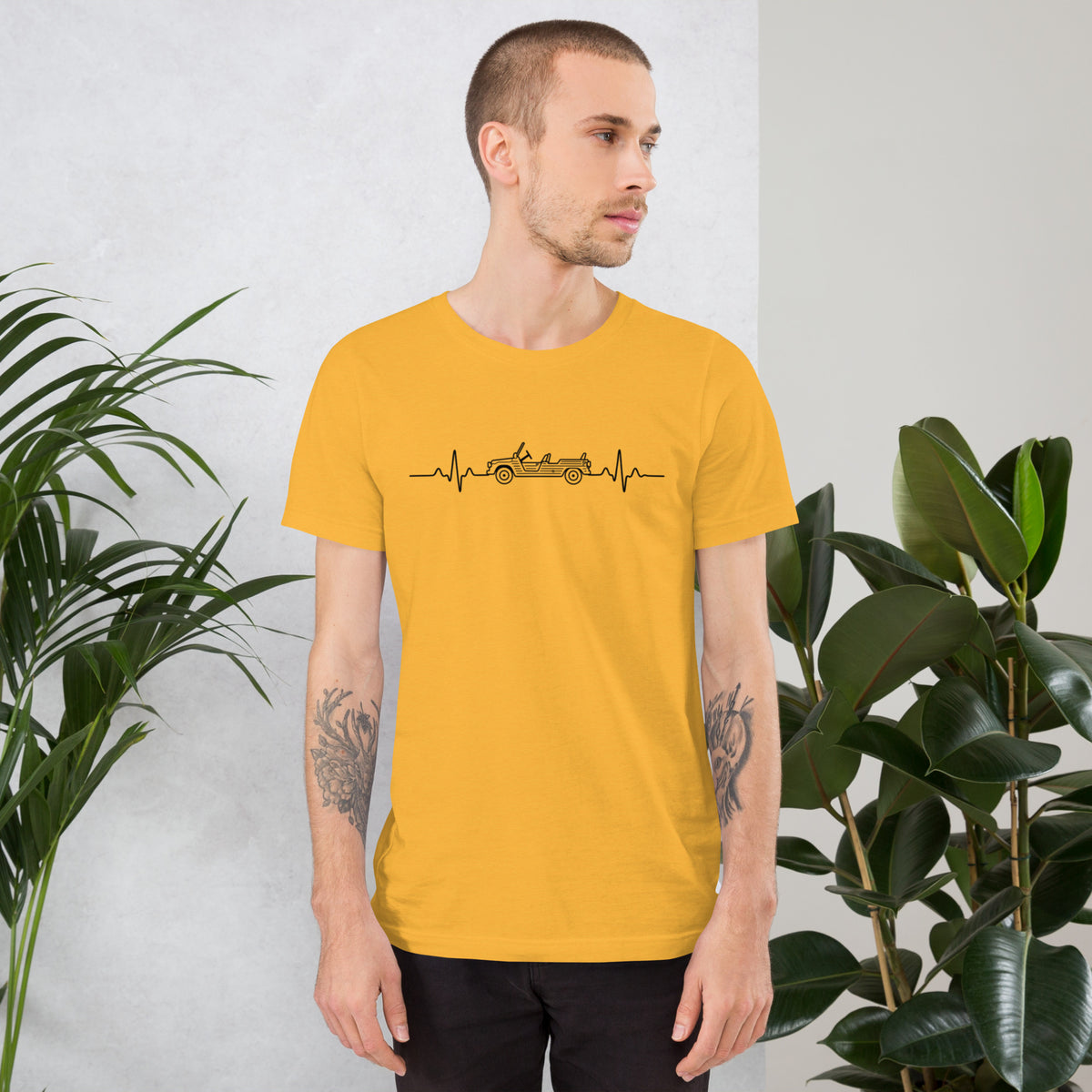 Citroën Méhari Heartbeat T-shirt – Minimalistische Lijntekening | Heartbeat Collectie
