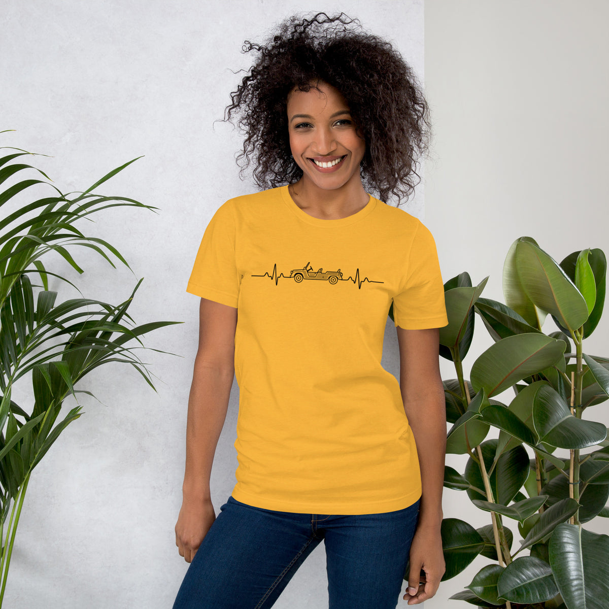 Citroën Méhari Heartbeat T-shirt – Minimalistische Lijntekening | Heartbeat Collectie