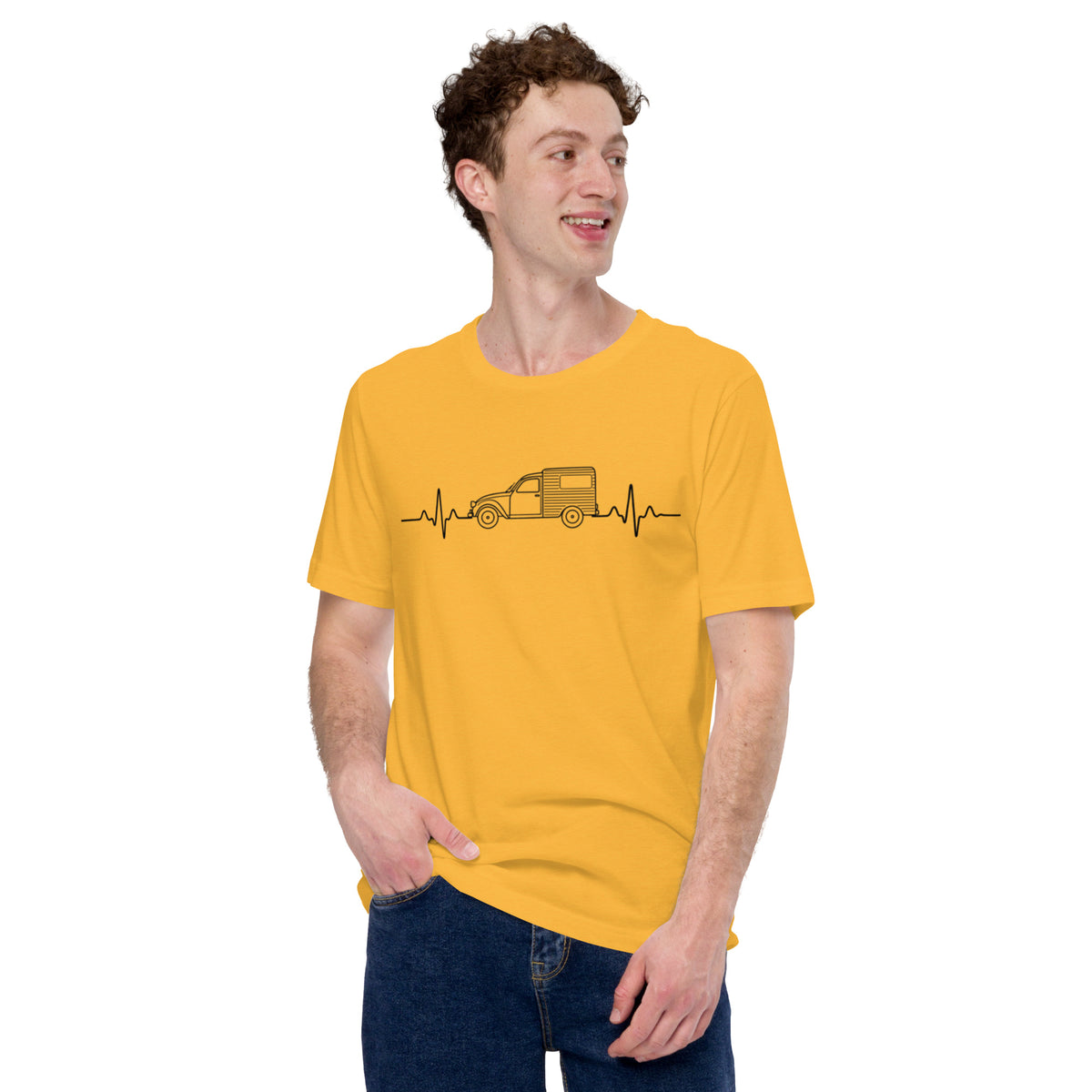 Citroën 2CV Fourgonnette Heartbeat T-shirt – Minimalist Line Drawing | Heartbeat Collection