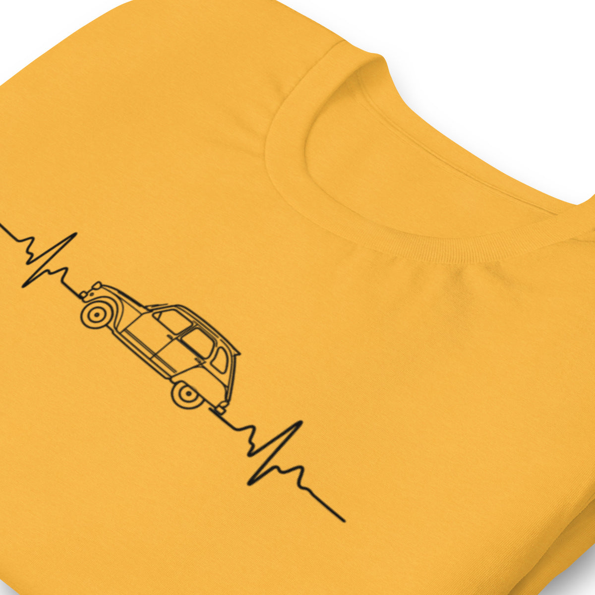 Citroën Dyane Heartbeat T-shirt – Minimalistische Lijntekening | Heartbeat Collectie
