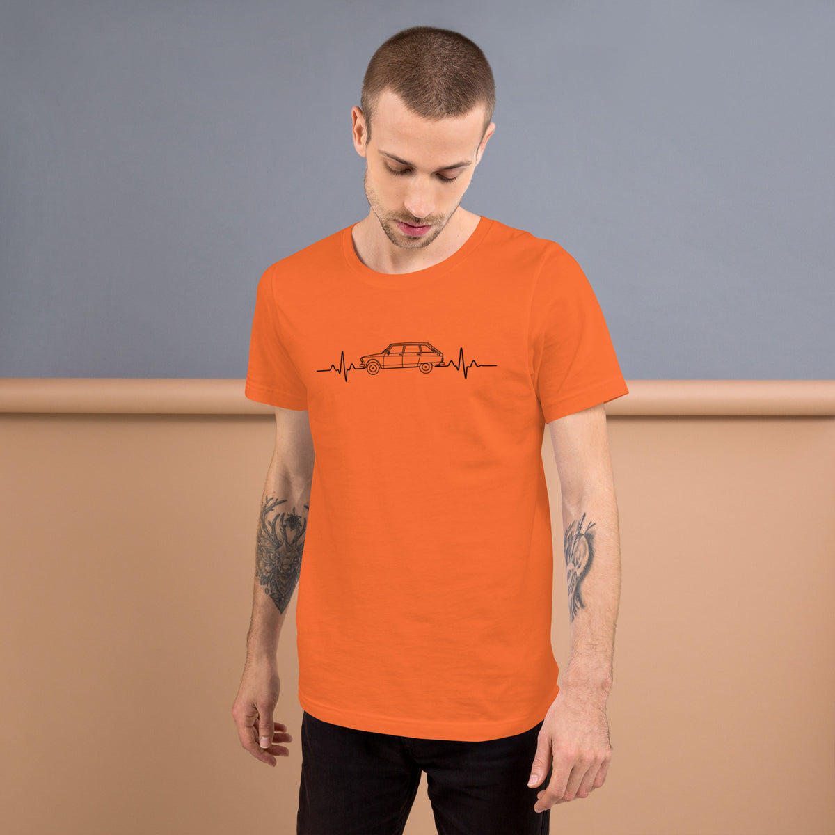 Citroën AMI8 Heartbeat T-shirt – Minimalistische Lijntekening | Heartbeat Collectie