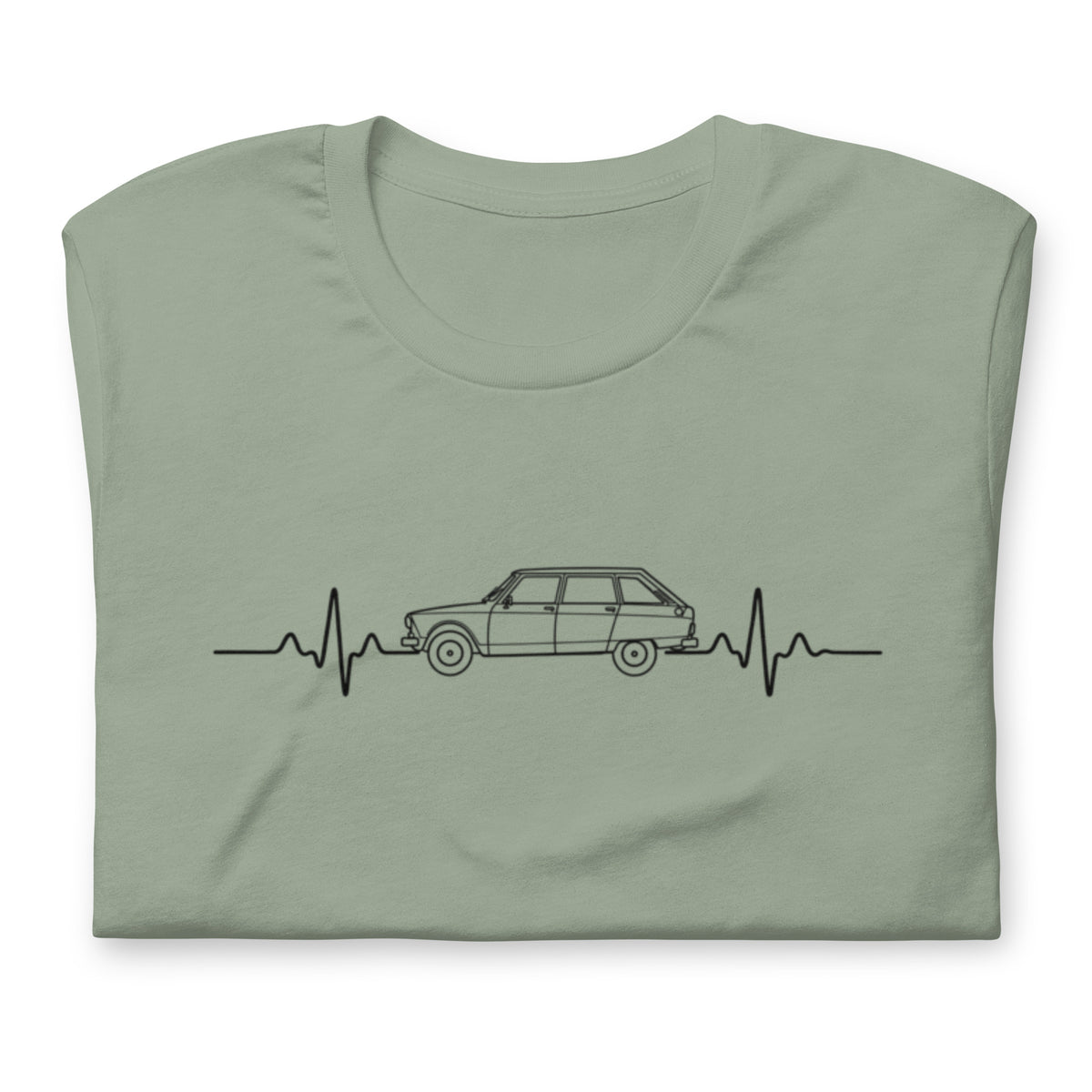 Citroën AMI8 Heartbeat T-shirt – Minimalistische Lijntekening | Heartbeat Collectie